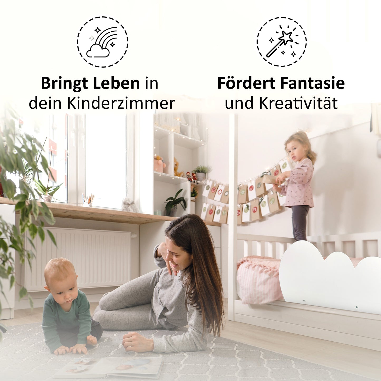 Bettgitter fördert Fantasie und Sicherheit im Kinderzimmer – ideal zum Spielen und Träumen.
