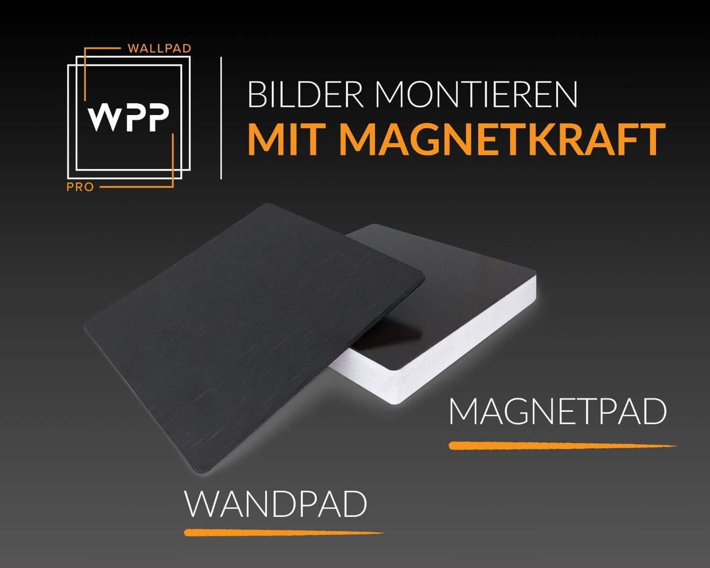 Wandpad und Magnetpad von WallPad Pro – clevere Lösung zum Aufhängen von Bildern ohne Bohrlöcher.