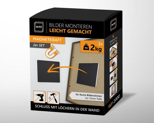 WallPad Pro - Picture Frame Magnetic Adhesive Pads Narrow, 2x 2kg
