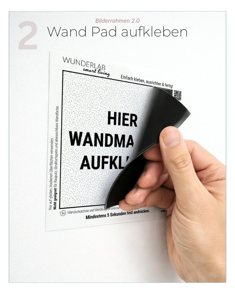 Wandmagnet auf die Wandschutzfolie kleben – Bilderrahmen ohne Werkzeug montieren