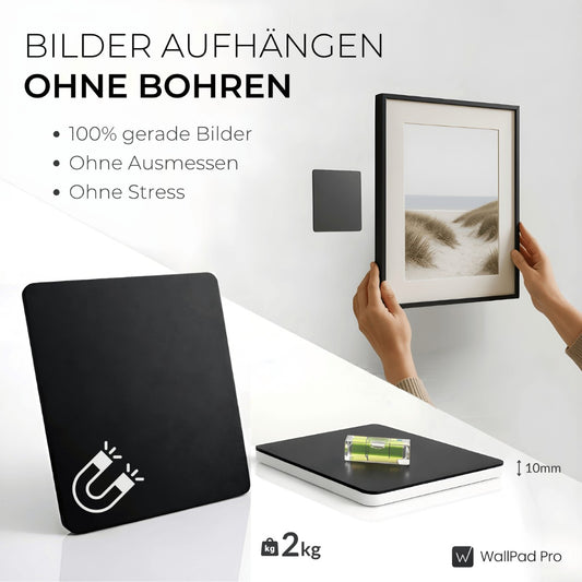 Bilderrahmen montieren ohne Bohren mit WallPad Pro – gerade ausrichten ohne Messen - WP2000-S2 -2kg - 10mm