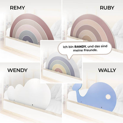 Rausfallschutz „Randy“ mit seinen Designfreunden – liebevolle Varianten für jedes Kinderzimmer