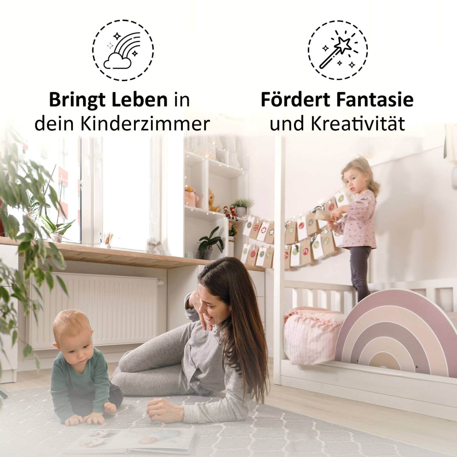 Rausfallschutz Ruby in Regenbogenform – inspiriert Fantasie und bringt Farbe ins Kinderzimmer