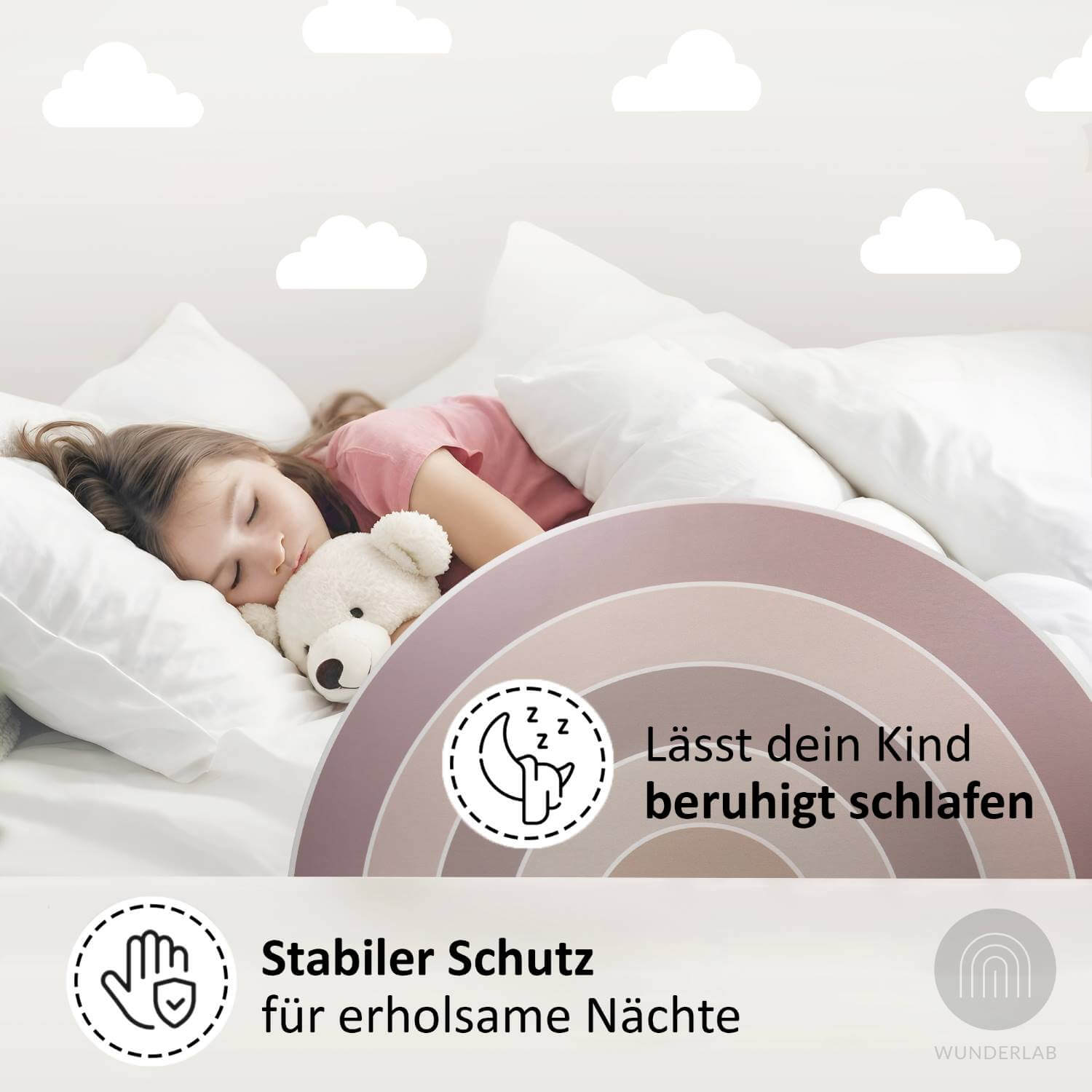 Sicher und geborgen schlafen mit Ruby – stabiler Rausfallschutz in Regenbogenoptik für Kinderbetten