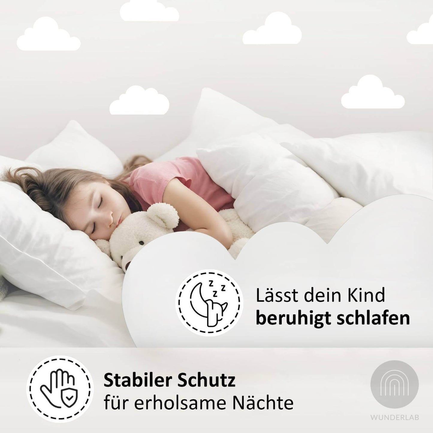 Wolken-Rausfallschutz fürs Kinderbett – Wendy sorgt für ruhige Nächte und sicheres Schlafen