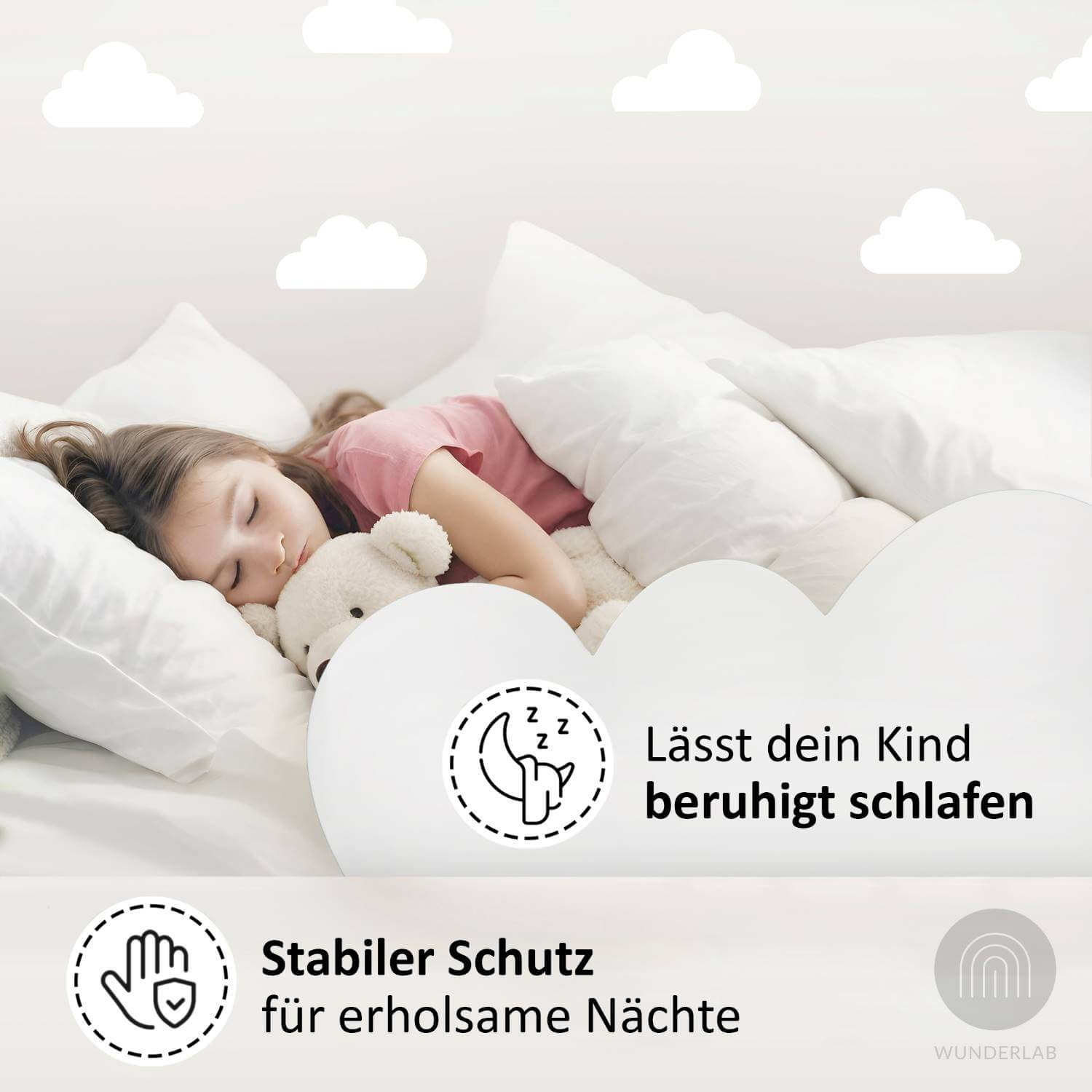 Wolken-Rausfallschutz fürs Kinderbett – Wendy sorgt für ruhige Nächte und sicheres Schlafen